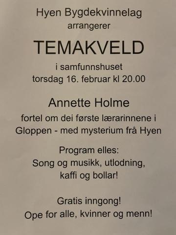 Bilde av plakat for temakveld