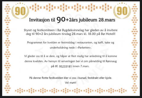 Invitasjon til Jubileumsfest 
