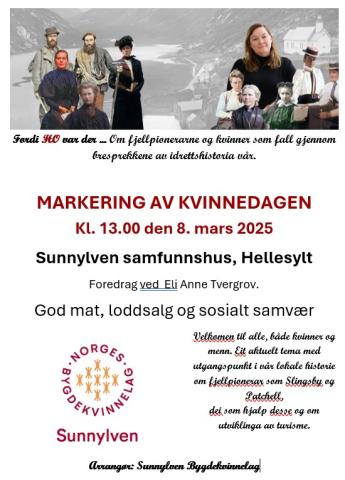 Invitasjon til markering av 8. mars på Hellesylt