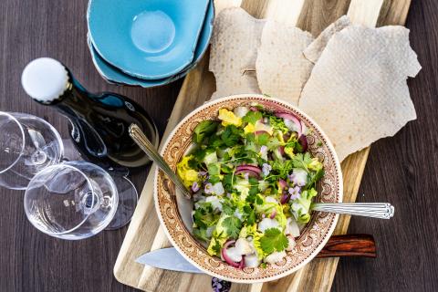Ceviche av lyr med sider og pepperrot. Foto: Mariusz Marczak.