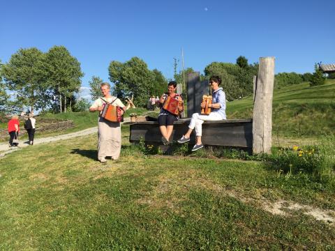 Trekkspilldamer ønsket oss velkommen