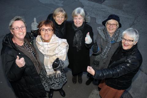Medlemmer av valgnemnda i Norges Bygdekvinnelag: Inger Amb, Jorunn Sande Karlsen, Torunn B. Solberg, Gunvor D. Friisvold, Norunn S. Hornnes, Sissel Åkre. Foto: Helle Cecilie Berger.