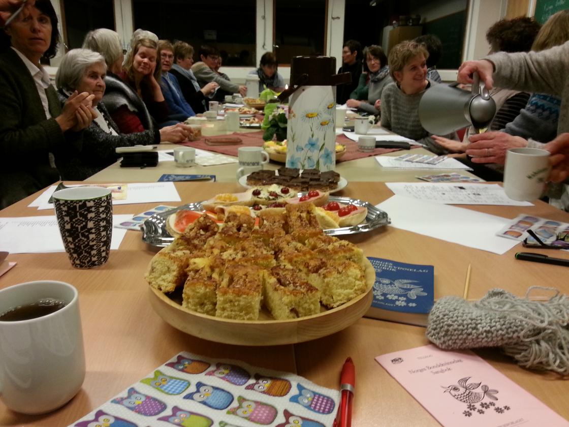 mange kjekke damer rundt matbordet   Foto: Aud-Marit Netteland