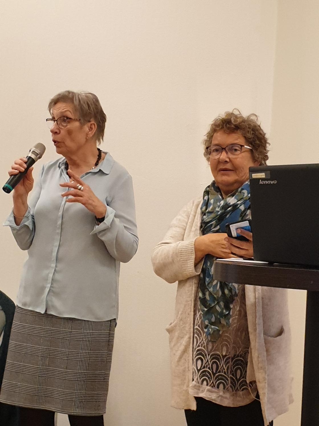 Fylkesleiar Jenny og representant frå sentralstyret Berit Pettersen.