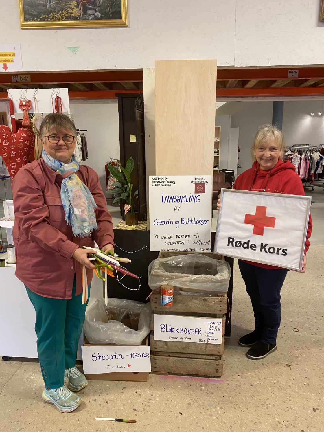 Rødekorsbutikken i Eidsvoll samler inn stearin og blikkbokser