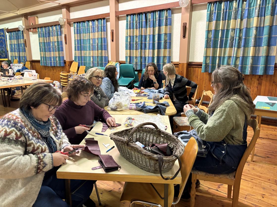 Sashiko bordet i full aktivitet