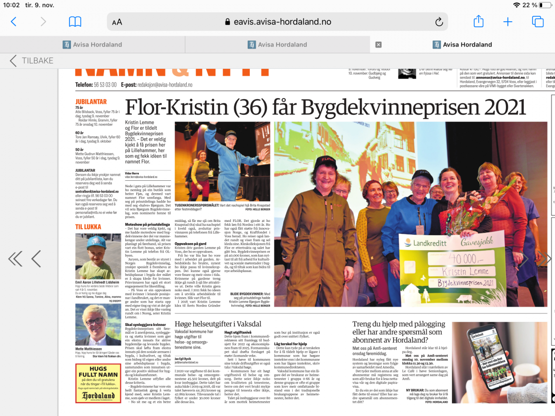 Artikkel i lokalavisa Hordaland vart det også.