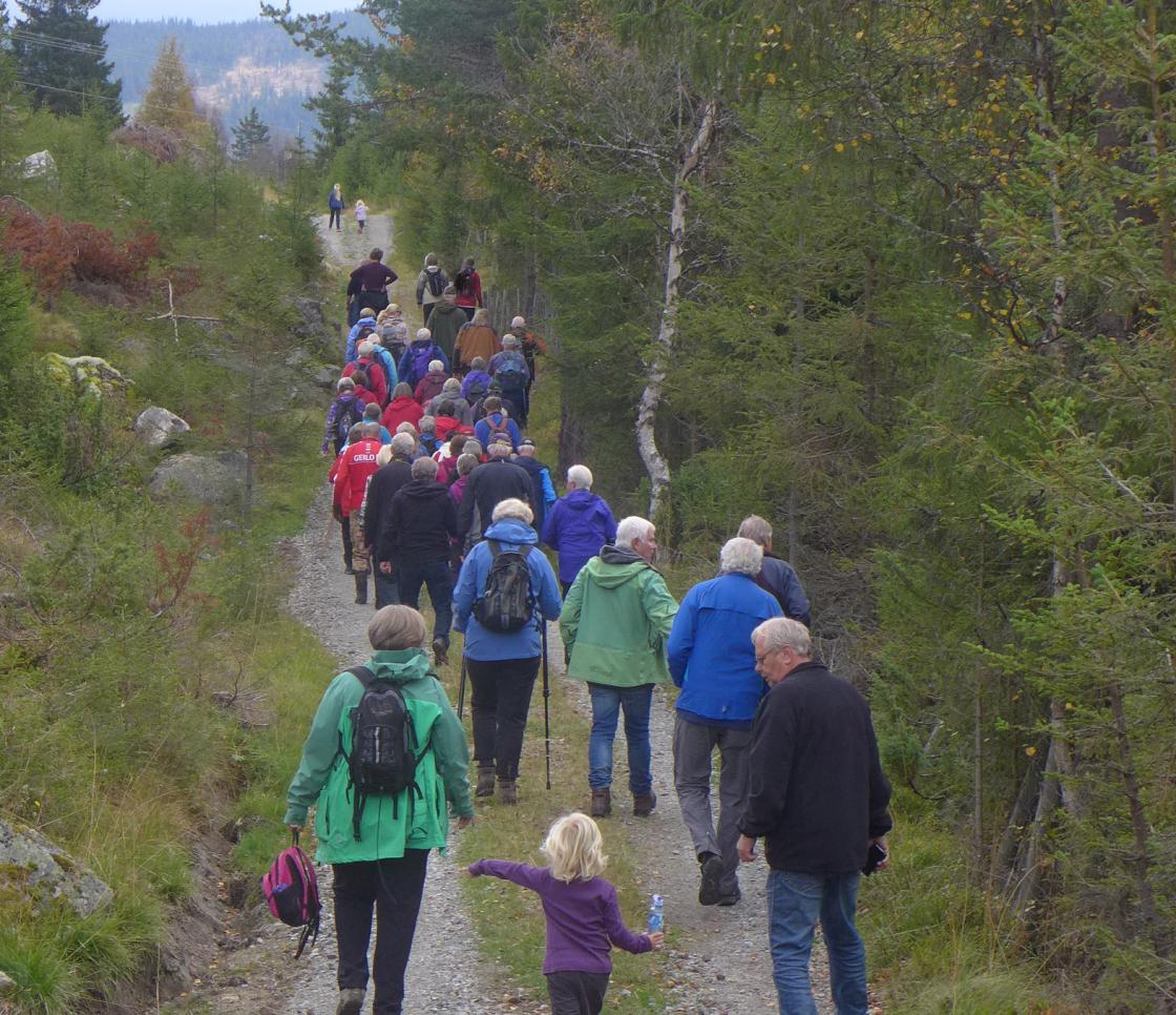 Bygda var verkeleg i bevegelse! Nesten seksti var med på tur.