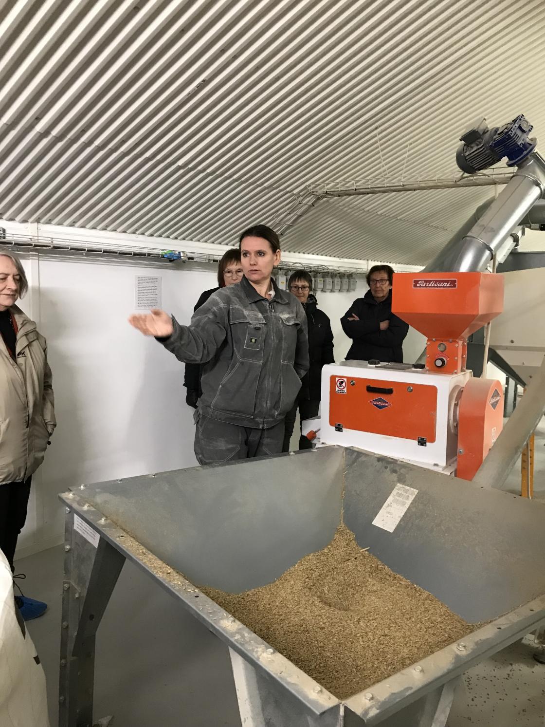 Ingrid forklarer kornets vei gjennom mølla